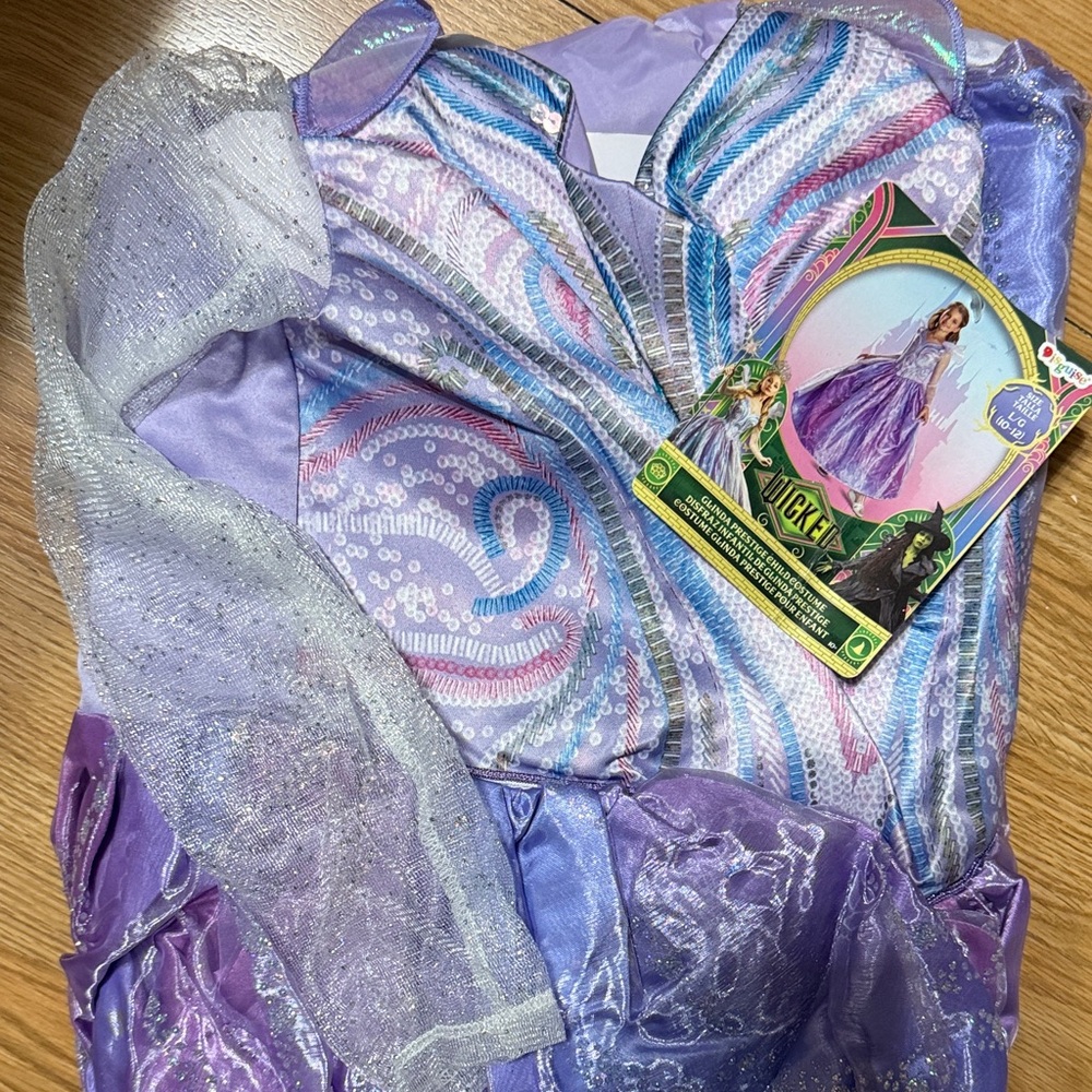 NWT Wicked Glinda Costume child size 10 Prestige Purple.Silver Princess Dres